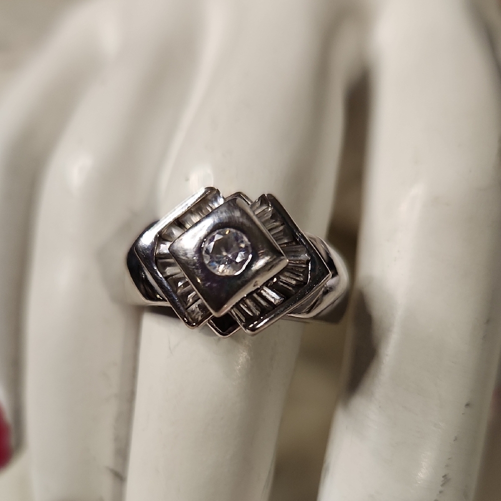 Vintage | 925 Sterling Silver Geometric Unisex Ring Sz 9